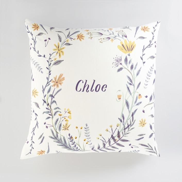 Minted Tables and Chairs Plum / CLASSIC COTTON CANVAS Minted Cheerful Blessing Large Floor Pillow