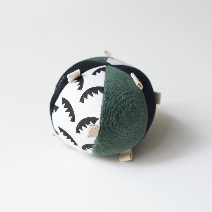 Wee Gallery Taggy Ball With Rattle - Jungle Leaves
