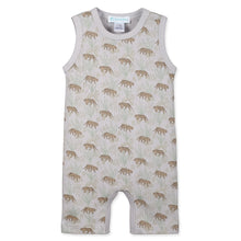 Load image into Gallery viewer, Feather Baby Tank Romper - Tigers on Grey  100% Pima Cotton by Feather Baby