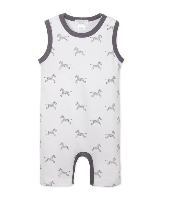 Feather Baby Tank Romper - Zebras on White  100% Pima Cotton by Feather Baby