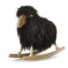 Load image into Gallery viewer, Danish Crafts Povl Kjer Toys Danish Crafts Povl Kjer Rocking Sheep Black Long Wool