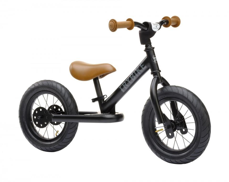 Trybike Toys Matt Black Trybike Steel 2-IN-1 Balance Bike w/ Optional Trike Kit