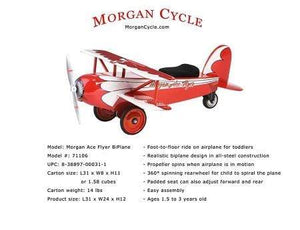 Morgan Cycle Toys Morgan Cycle Ace Flyer BiPlane Foot to Floor Childs Ride on Toy