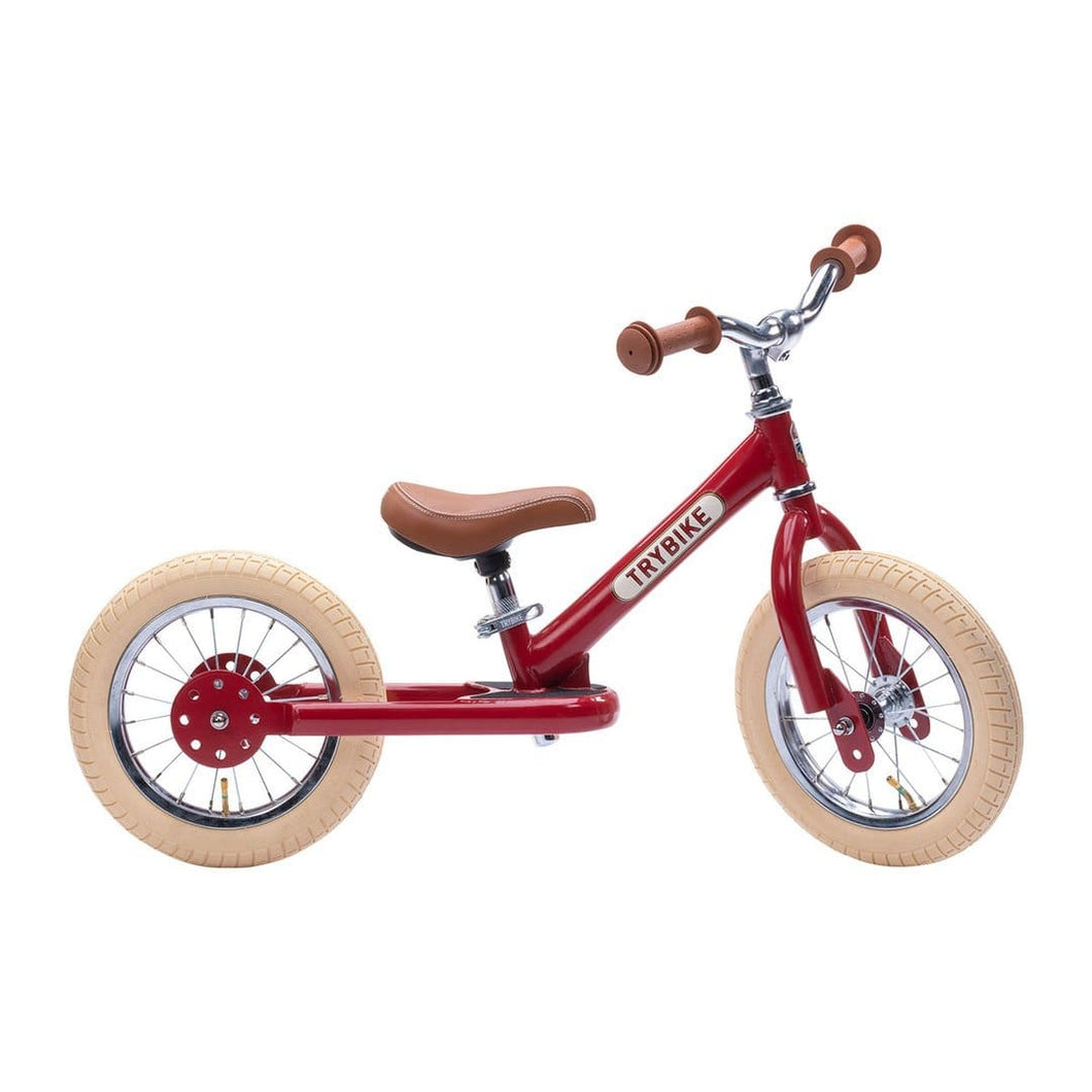 Trybike Toys Vintage Red Trybike Steel 2-IN-1 Balance Bike w/ Optional Trike Kit