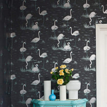 Load image into Gallery viewer, Cole &amp; Son Wallpaper Cole &amp; Son Flamingos Wallpaper - Charcoal and White