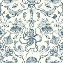 Load image into Gallery viewer, York Wallcoverings Wallpaper Double Roll / Blue York Wallcoverings Deep Sea Toile Sure Strip Wallpaper