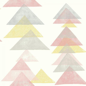DwellStudio Wallpaper Double Roll / Coral/Yellow DwellStudio Triangles Sure Strip Wallpaper Double Roll