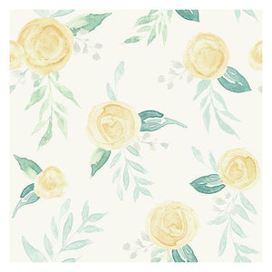 Magnolia Home Wallpaper Goldfinch Yellow Magnolia Home Watercolor Roses Peel and Stick Wallpaper