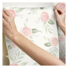 Load image into Gallery viewer, Magnolia Home Wallpaper Magnolia Home Watercolor Roses Peel and Stick Wallpaper