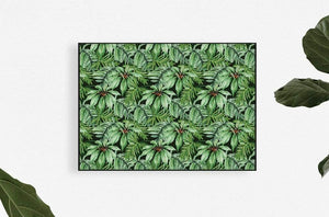 Anewall Wallpaper Print: Canvas Print - 54”(W) x 40”(H) Anewall Tropical Banana Leaf Wallpaper