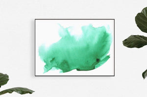 Anewall Wallpaper Print: Canvas Print - 54”(W) x 40”(H) + Green Anewall Minimalistic Watercolor Wallpaper
