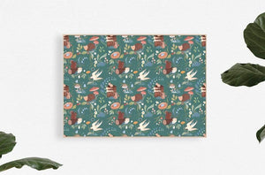 Anewall Wallpaper Print: Matte Paper - 54”(W) x 40”(H) + Forest Green Anewall Pippie Mural Wallpaper
