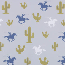 Load image into Gallery viewer, Hibou Home Wallpaper ROLL / Grey/Blue/Green Hibou Home Cactus Cowboy Wallpaper