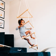 Load image into Gallery viewer, Wiwiurka Toys White Indoor / Small WIWIURKA WOODEN CLIMBER TRIANGULAR ROPE LADDER by Wiwiurka Toys