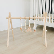 Load image into Gallery viewer, Poppyseed Play Wooden Baby Gyms Natural Pine Gym + White Toys Poppyseed Play Wooden Baby Gym + White Toys