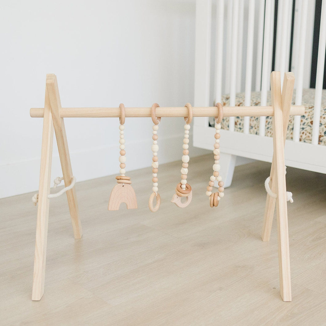 Poppyseed Play Wooden Baby Gyms Natural Pine Gym + Wood Toys Poppyseed Play Wooden Baby Gym + Natural Wood Toys
