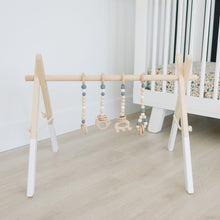 Load image into Gallery viewer, Poppyseed Play Wooden Baby Gyms White Pine Gym + Gray Toys Poppyseed Play Wooden Baby Gym + Gray Toys