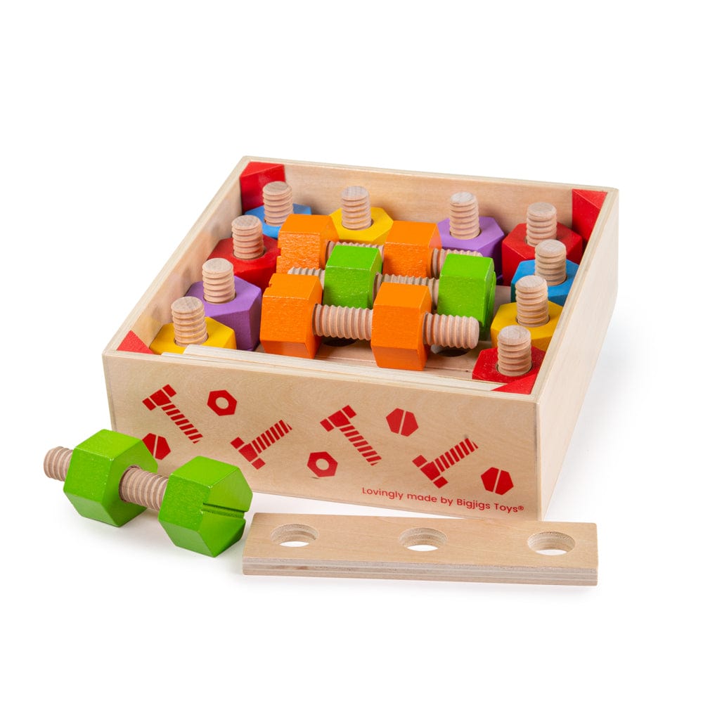 Bigjigs Toys Wooden Crate of Nuts and Bolts