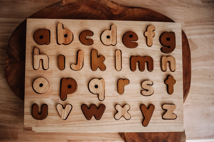 Qtoys Wooden letter Puzzle Qtoys Natural Lowercase Letter Puzzle