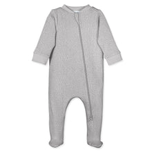 Load image into Gallery viewer, Feather Baby Zipper Footie - Bear Fur on Grey  100% Pima Cotton by Feather Baby