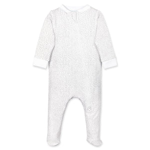 Feather Baby Zipper Footie - Bear Fur on White  100% Pima Cotton by Feather Baby