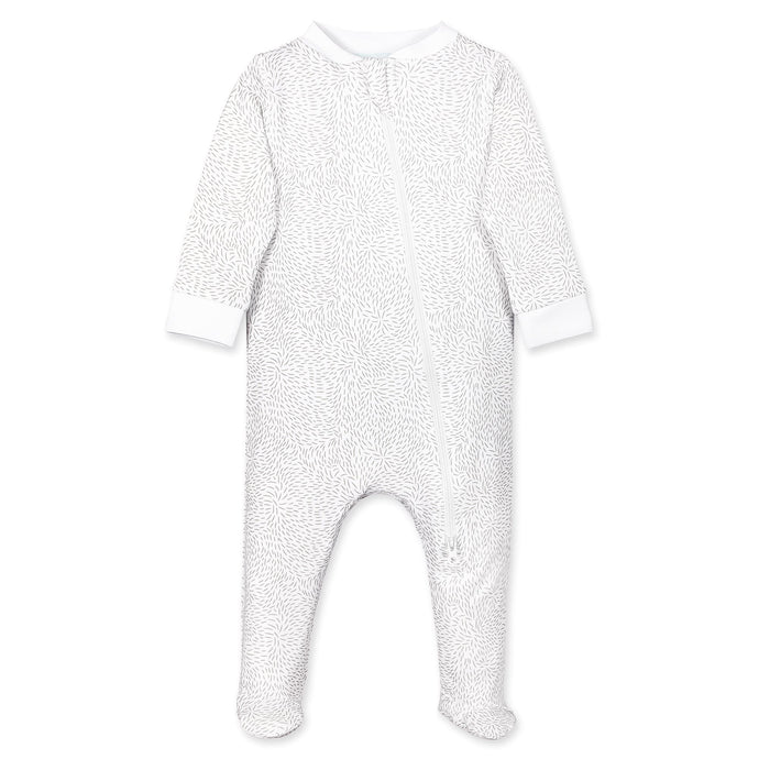 Feather Baby Zipper Footie - Bear Fur on White  100% Pima Cotton by Feather Baby