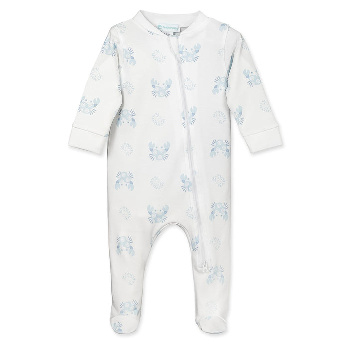 Feather Baby Zipper Footie - Crabs on White  100% Pima Cotton by Feather Baby