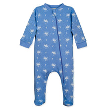 Load image into Gallery viewer, Feather Baby Zipper Footie - Night Sky on Cornflower Blue  100% Pima Cotton by Feather Baby