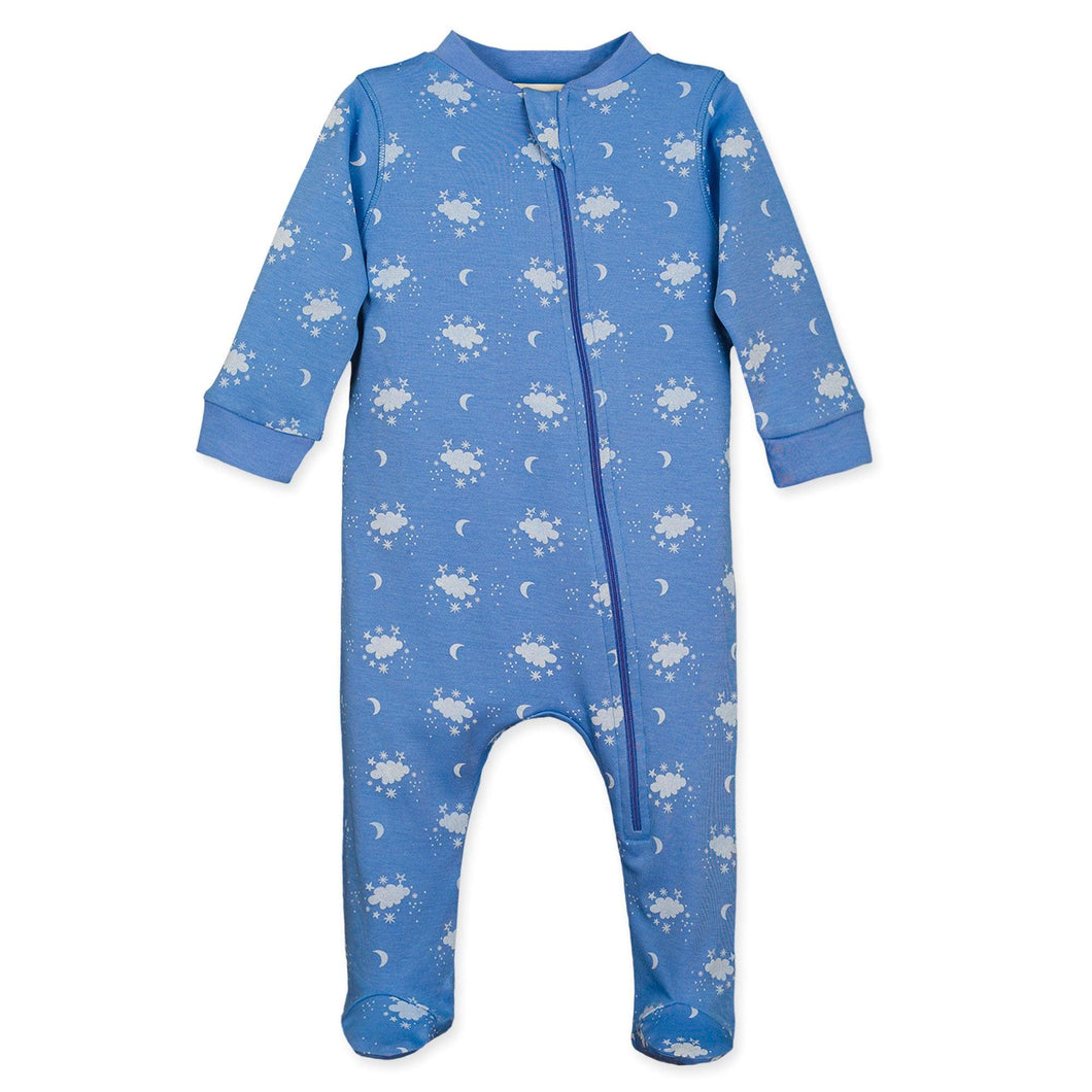 Feather Baby Zipper Footie - Night Sky on Cornflower Blue  100% Pima Cotton by Feather Baby