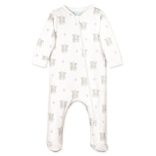 Load image into Gallery viewer, Feather Baby Zipper Footie - Sketched Piglet on White  100% Pima Cotton by Feather Baby