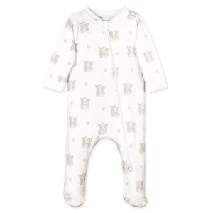 Feather Baby Zipper Footie - Sketched Piglet on White  100% Pima Cotton by Feather Baby