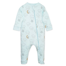 Load image into Gallery viewer, Feather Baby Zipper Footie - Swinging Panda on Aqua  100% Pima Cotton by Feather Baby