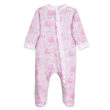 Load image into Gallery viewer, Feather Baby Zipper Footie with Ruffle - Layla on Pink  100% Pima Cotton by Feather Baby